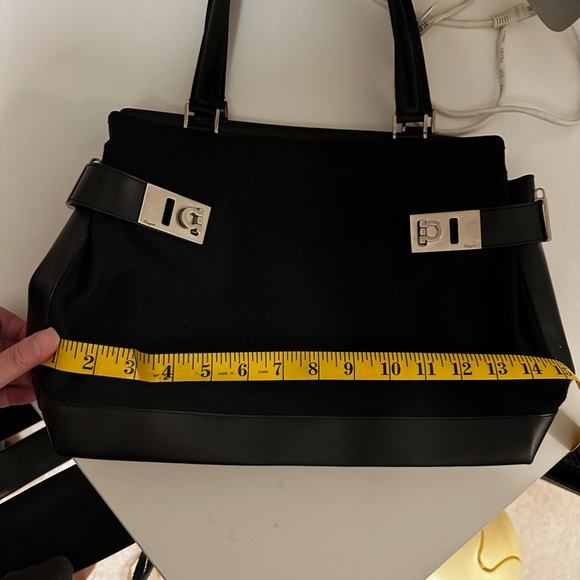 Salvatore Ferragamo Black Canvas and Leather Top Handle - Picture 11 of 12